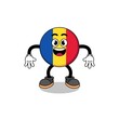 romania flag cartoon with surprised gesture