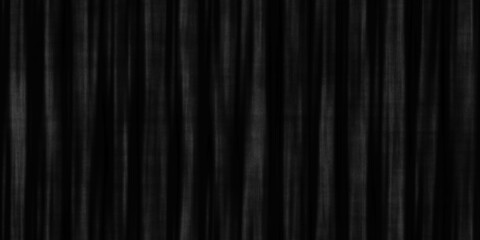 Seamless black theater curtains background. Luxurious silky velvet tileable drapes texture. Repeat pattern for performance or promotion backdrop. A high resolution 3D rendering.