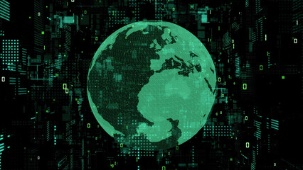 Aufkleber - Global communication network concept. Electronic technology.