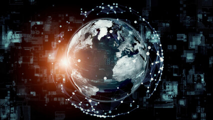 Aufkleber - Global communication network concept. Electronic technology.