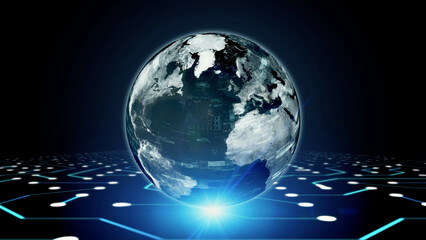 Aufkleber - Earth and electronic circuits. Global network.