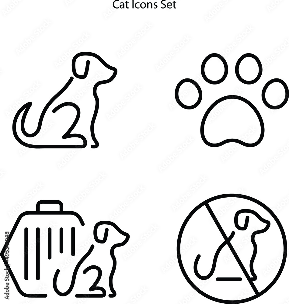 dog icon set isolated on white background. dog icon thin line outline ...