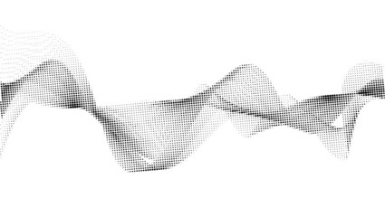 Abstract wavy background. Halftone pattern from dots. Black and white abstract ornament.