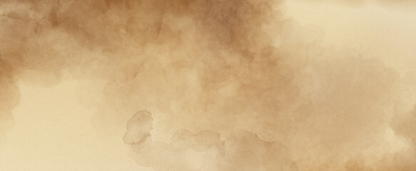 Wall Mural - brown background with watercolor texture grunge painted on border, old vintage brown paper with coff
