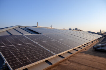 the solar panels on the roof