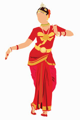 Wall Mural - Woman performing Bharatanatyam classical Indian dance