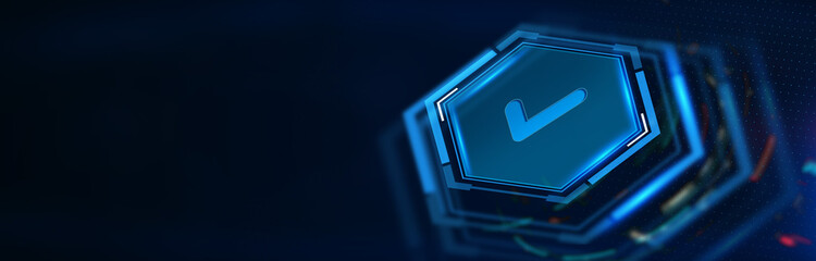 Wall Mural - Standard quality control. Certification. Business, technology, internet and networking concept. 3D illustration