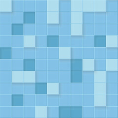 Sticker - 3d seamless cubes pattern. Blue ceramic tile background. Abstract square mosaic.