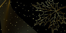 Luxury Black Background With Gold Leaves