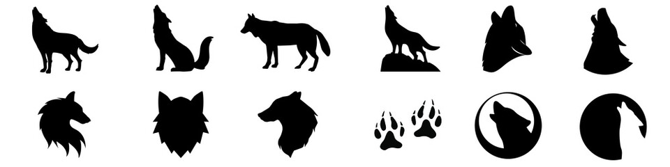 Naklejka na meble Wolf icon vector set. animals illustration sign collection. wild life symbol.
