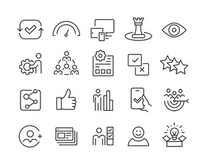 user experience icons - vector line. editable stroke.