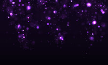 Colorful Purple Bokeh Effect. Sparkling Magical Dust Particles. Magic Concept.