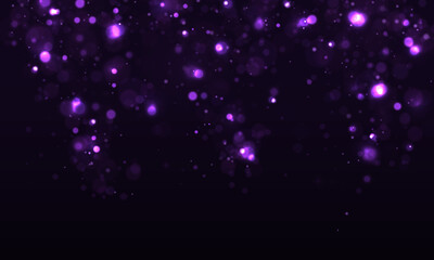 Wall Mural - colorful purple bokeh effect. sparkling magical dust particles. magic concept.