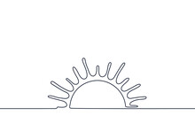 Sun One Black Continuous Line, Sunset And Sunrise Outline. One Line Drawing. Vector Illustration