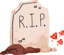 Tombstone Halloween Doodle Illustration