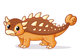 Wall Mural - Vector illustration with Ankylosaurus. Cute dinosaur in cartoon style.