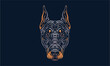 Doberman on dark background dog logo pet portrait