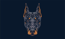 Doberman On Dark Background Dog Logo Pet Portrait