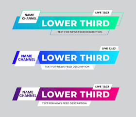 Wall Mural - set of diagonal colored lower thirds for news headlines and credits.