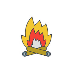 Sticker - Fire camping icon in color icon, isolated on white background 