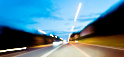 Wall Mural - Driving forward motion blur on the night road