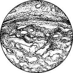solar system planet hand drawn monochrome illustration