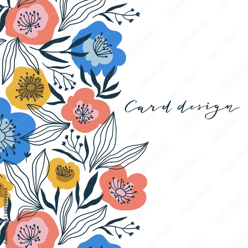Cute floral card design with place for your text. Vector illustration ...