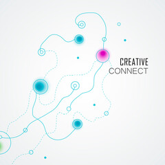 Leinwandbilder - Abstract graphic design with connection background. Vector color illustration structure. Smooth wavy lines