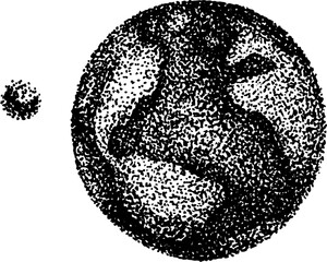 planet earth hand drawn dotwork illustration