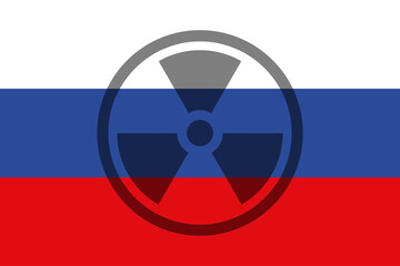 Wall Mural - Russia. Nuclear weapons. Russia flag with chemical weapons symbol. Illustration of the flag of Russia. Horizontal design. Abstract design. Illustration. Map. Stop the fire. 36 hours.