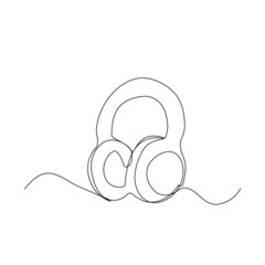 Wall Mural - Headphone Linear Art Drawing