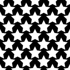 Wall Mural - black and white stars geometric pattern.