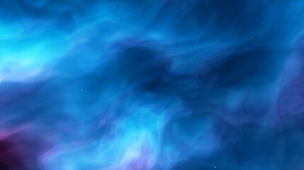 Blue cosmic nebula, clouds of dust and gas in space. Birth of new stars and galaxies. Boundless universe, stars in blue space. 3d render