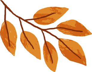 Autumn Branch with Leaves Colored Cartoon Illustartion