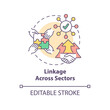 Linkage across sectors concept icon. Holistic approach. ILAP principle abstract idea thin line illustration. Isolated outline drawing. Editable stroke. Arial, Myriad Pro-Bold fonts used