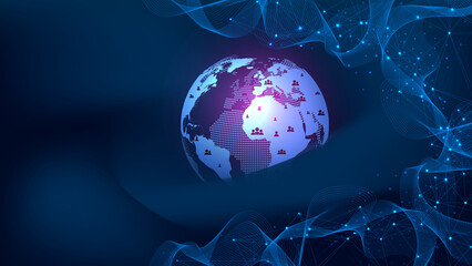 Global network connections with points and lines. Wireframe background. Abstract connection structure. Polygonal space background, illustration