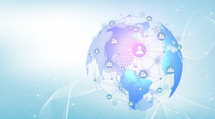 business global network connection illustration. world map point and line composition concept of glo