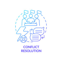 Conflict resolution blue gradient concept icon. Strategy of peace building. Community security abstract idea thin line illustration. Isolated outline drawing. Myriad Pro-Bold font used