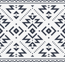 Tribal Seamless Pattern. Monochrome Ethnic Geometric Vector Background. Aztec or Inca Style