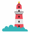 Vector lighthouse icon. Light house illustration isolated on white background. Sea beacon picture.
