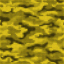 Yellow Black Dots Camouflage Seamless Pattern. Vector