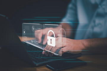 Leinwandbilder - cyber security and data protection, information security and encryption, secure access to user's personal information, secure Internet access Future technology and cybernetics, cybersecurity.