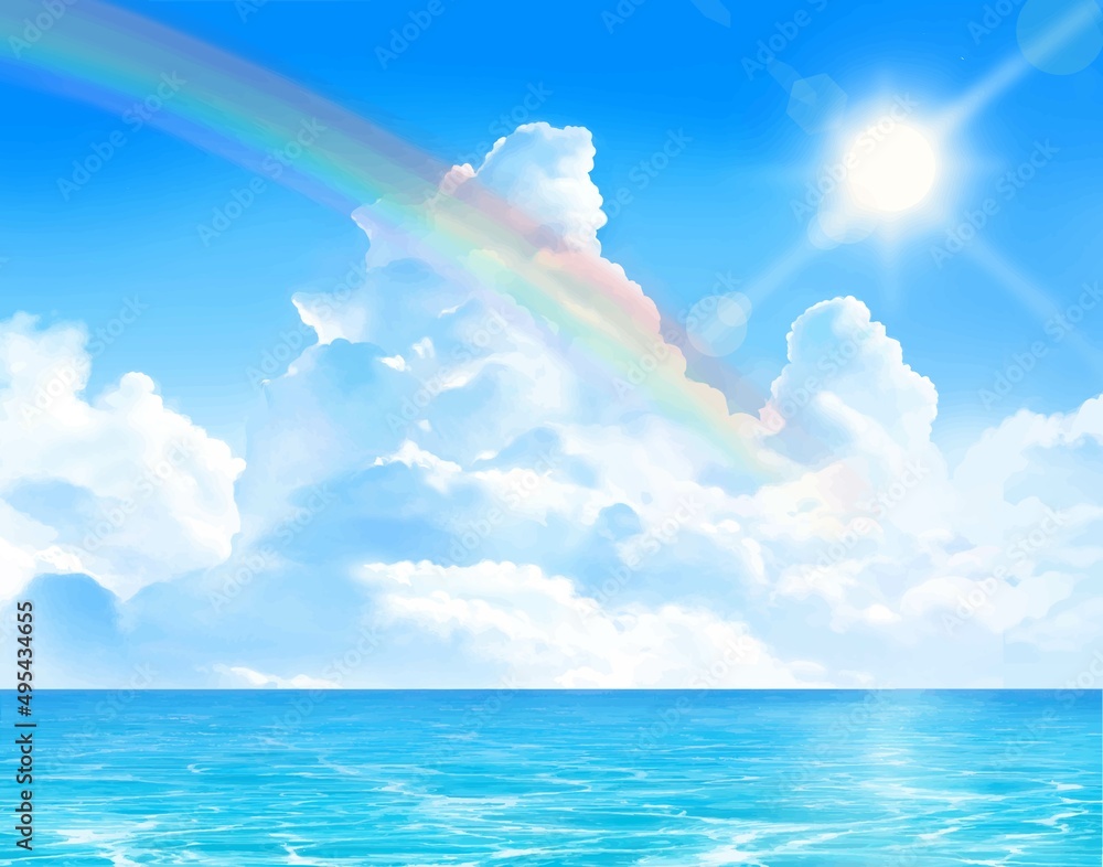 mitukiさま専用（原画）虹色の空を眺めながら　ほか　8点おまとめ 虹色の空と海の絵