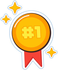 Wall Mural - prize for winner of competition. gold medal for first place. award, winning prize icon. stick, symbo