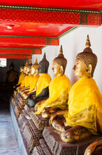 Buddha Deity Statues In At Wat Traimit In Chinatown, Bangkok