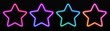 © Likanaris - Gradient neon star frames set. Glowing borders isolated on a dark background. Colorful night banner, vector light effect. Bright illuminated shape.