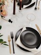 © Scopio - Prepared dinner tableware on light textile