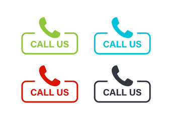 Leinwandbilder - call us now button, contact us label banner with mobile phone icon