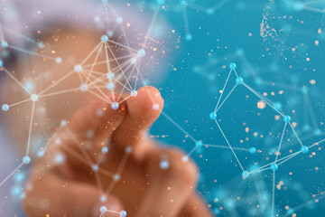 Businessman using data network with his fingers