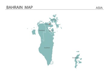  Bahrain map vector illustration on white background. Map have all province and mark the capital city of Cambodia.